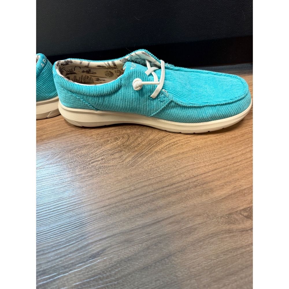 Ariat Hilo Turquoise Blue Corduroy Loafers Moc Toe Slip On Shoes Womens Size 10B - Picture 11 of 13